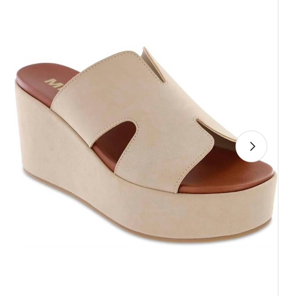 MIA Reta Tan Sand H-Strap Platform Wedge Slide Sandals MH2603 Womens 10